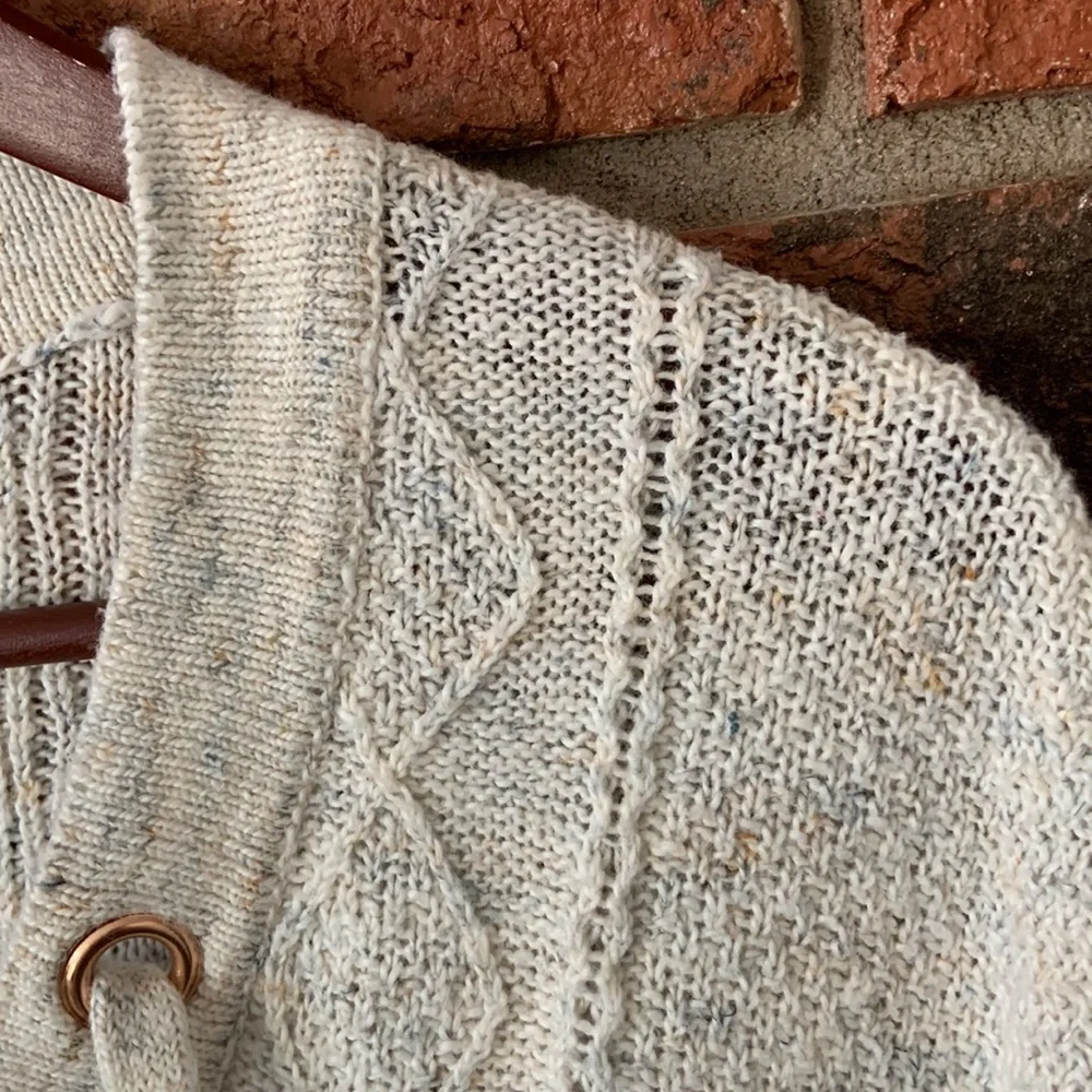 Aerie Cream Oversized Lace-Up Knit Sweater - Picture 7 of 9